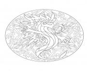 Coloriage coloring mandala dragon 5 